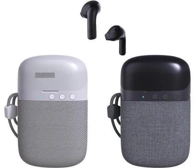 Alt view image 9 of 14 - Portable 2 in 1 Wireless Earphone Wireless Bluetooth Speaker Gaming Headset Outdoor Sport Wireless Earbuds Wireless Stereo Speaker (Black)