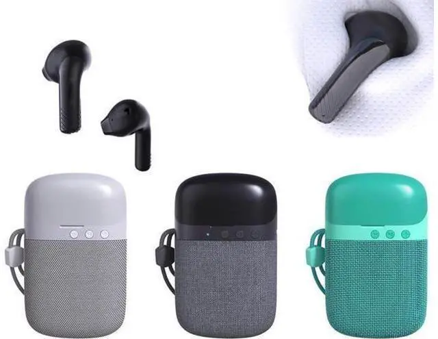Alt view image 10 of 14 - Portable 2 in 1 Wireless Earphone Wireless Bluetooth Speaker Gaming Headset Outdoor Sport Wireless Earbuds Wireless Stereo Speaker (Black)