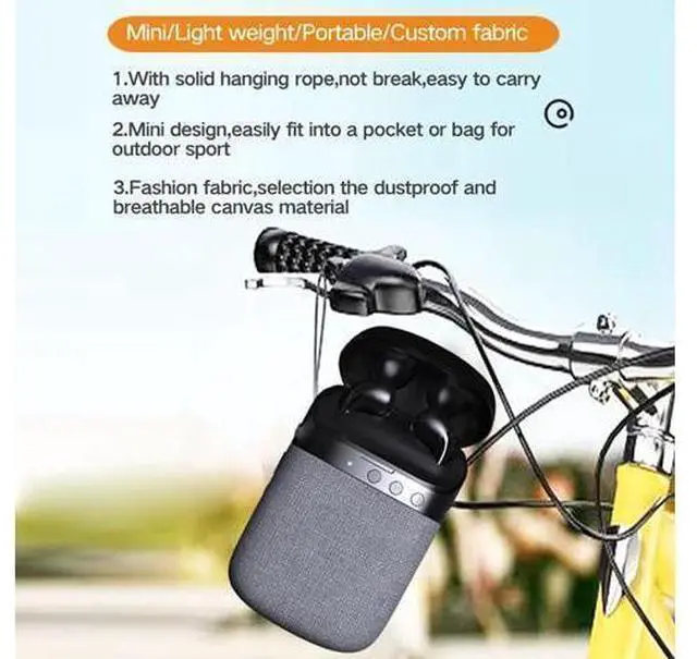 Alt view image 12 of 14 - Portable 2 in 1 Wireless Earphone Wireless Bluetooth Speaker Gaming Headset Outdoor Sport Wireless Earbuds Wireless Stereo Speaker (Black)