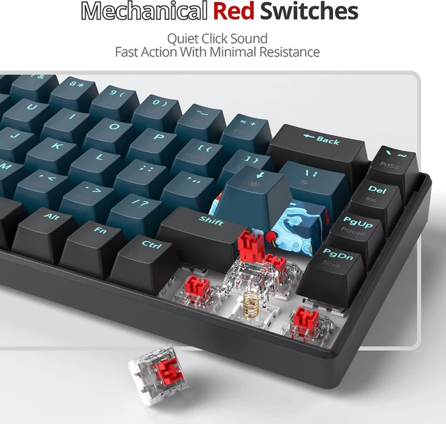 Alt view image 10 of 14 - 65 Percent Mechanical Gaming Keyboard 68 Keys RGB Gaming Keyboard with Red Switch Wired Keyboard for Windows PS4/5 Xbox Gamers(68 Monster)