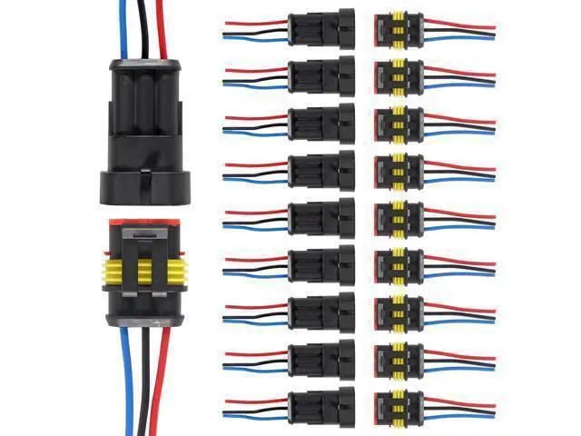 Alt view image 8 of 14 - anicorn 10 PACK 3 Pin Way Waterproof Electrical Wire Connector Plug Automotive Wire Connectors Plug with Wire AWG Marine for car Truck, Boat