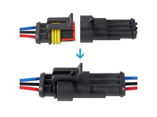 Alt view image 10 of 14 - anicorn 10 PACK 3 Pin Way Waterproof Electrical Wire Connector Plug Automotive Wire Connectors Plug with Wire AWG Marine for car Truck, Boat