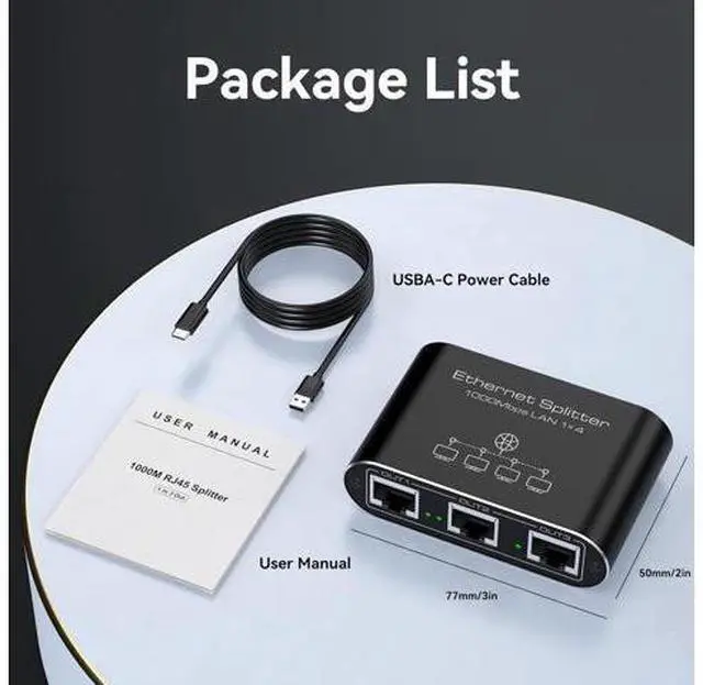 Alt view image 14 of 14 - Ethernet Splitter 1 to 4 1000Mbps Internet Splitter LAN Splitter Either Network Splitter Ethernet Switch Suitable for Cat6/7/8 Cable