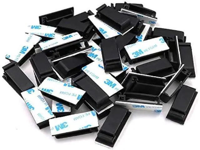 Alt view image 10 of 14 - Cable Clips 3M Adhesive, Multipurpose Wire Clamps for Cable Management and Cable Runs - 50 Pack Black Bundled with 10 Reusable Cable Ties