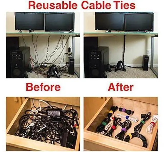 Alt view image 14 of 14 - Cable Clips 3M Adhesive, Multipurpose Wire Clamps for Cable Management and Cable Runs - 50 Pack Black Bundled with 10 Reusable Cable Ties