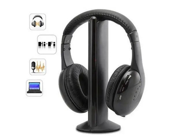 Alt view image 7 of 10 - 5 in 1 Sports Headset Wireless Bluetooth Headphones Cordless RF Headset FM Gaming Earphones For TV DVD PC Laptop