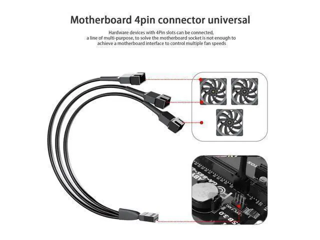Alt view image 10 of 14 - Vszerd 3 Way PWM Fan Splitter Cable,2 Pcs 4 Pin PWM Fan Splitter, Fan Header Splitter, PC Fan Splitter 1 to 3 Converter, Case Fan Splitter, for Computer ATX Case 4-Pin/3-Pin Cooling Fan Cable, 11 inch