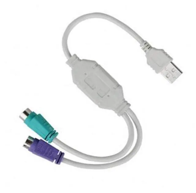 Alt view image 5 of 8 - USB to PS2 adapter cable, USB to keyboard and mouse adapter cable, USB to 2-outlet splitter with chip