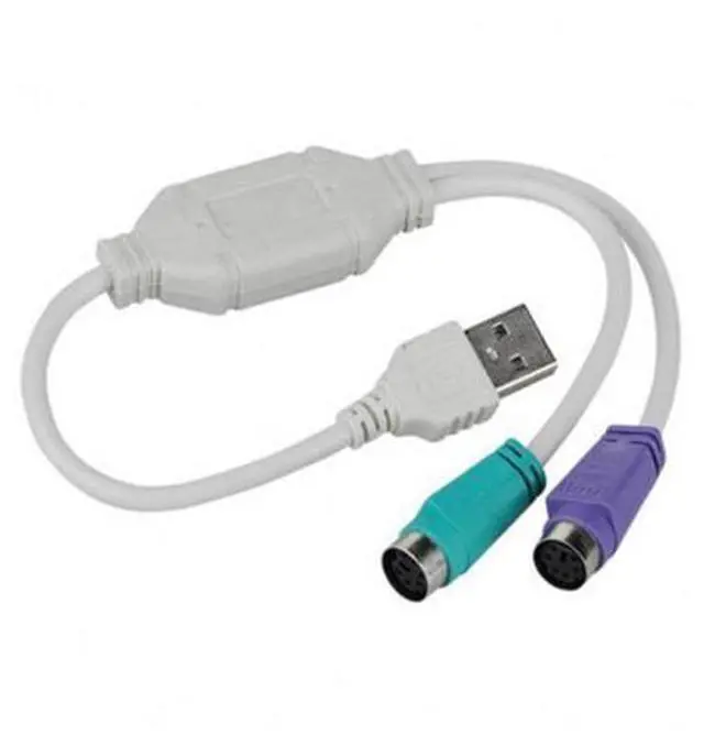 Alt view image 6 of 8 - USB to PS2 adapter cable, USB to keyboard and mouse adapter cable, USB to 2-outlet splitter with chip