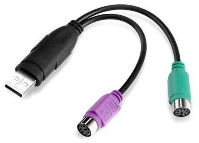 Alt view image 7 of 8 - USB to PS2 adapter cable, USB to keyboard and mouse adapter cable, USB to 2-outlet splitter with chip