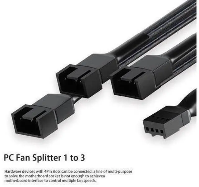 Alt view image 14 of 14 - Vszerd 3 Way PWM Fan Splitter Cable,2 Pcs 4 Pin PWM Fan Splitter, Fan Header Splitter, PC Fan Splitter 1 to 3 Converter, Case Fan Splitter, for Computer ATX Case 4-Pin/3-Pin Cooling Fan Cable, 11 inch