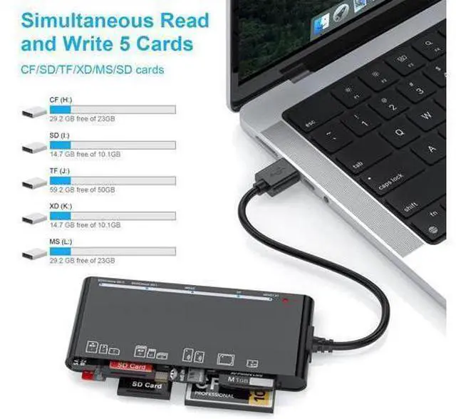 Alt view image 13 of 14 - xD-Picture Card Reader USB 3.0 Multi-Card Reader for xD/CF/MS/SD/TF 7-in-1 Memory Card Reader/Adapter for Windows Mac Linux (USB-A)