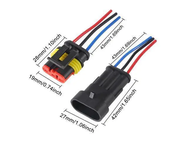 Alt view image 9 of 14 - anicorn 10 PACK 3 Pin Way Waterproof Electrical Wire Connector Plug Automotive Wire Connectors Plug with Wire AWG Marine for car Truck, Boat