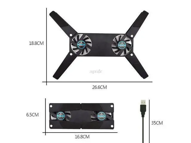 Alt view image 12 of 12 - Rotatable USB Fan Cooling Pad 2 Fans Cooler Notebook Cooler Computer Laptop Stand USB Fan For 10-17" PC Laptop PC Computer