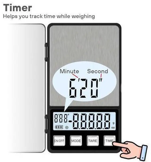 Alt view image 10 of 14 - Weightman Espresso Scale with Timer 1000g x 0.1g Small & Thin Travel Coffee Scale Mini Digital Scale Grams and Ounces with Large Backlit LCD Stainless Steel Pocket Food Scale Drip Tray Pulling Scale