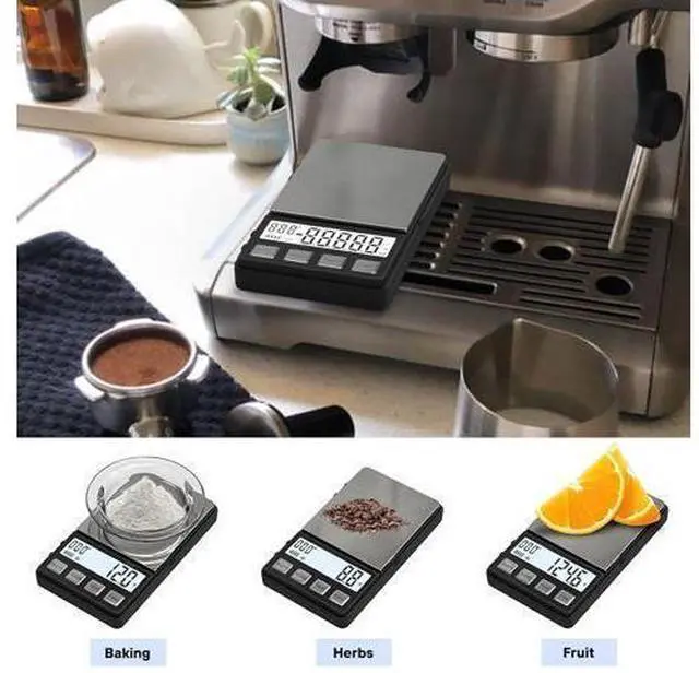 Alt view image 12 of 14 - Weightman Espresso Scale with Timer 1000g x 0.1g Small & Thin Travel Coffee Scale Mini Digital Scale Grams and Ounces with Large Backlit LCD Stainless Steel Pocket Food Scale Drip Tray Pulling Scale
