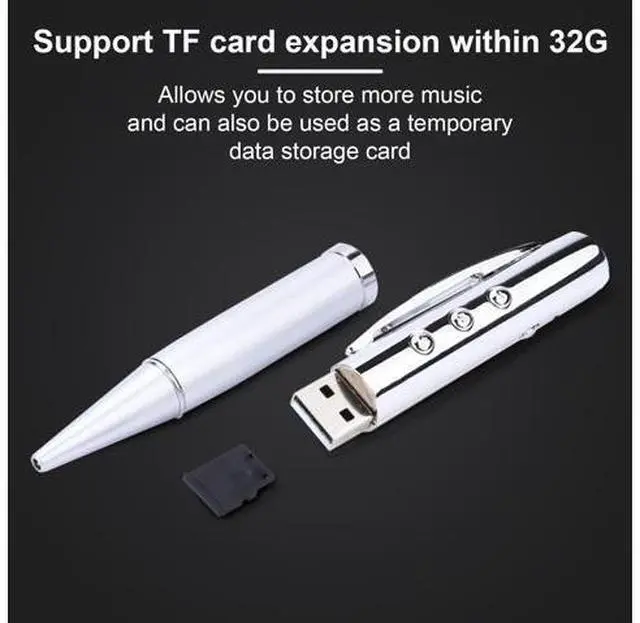 Alt view image 11 of 14 - 5 Pc Mp3 Player Portable Usb Writable Pen Music Player Supports 32gb Tf Card Mp3 Music Player Student Walkman Mini Mp3 Player