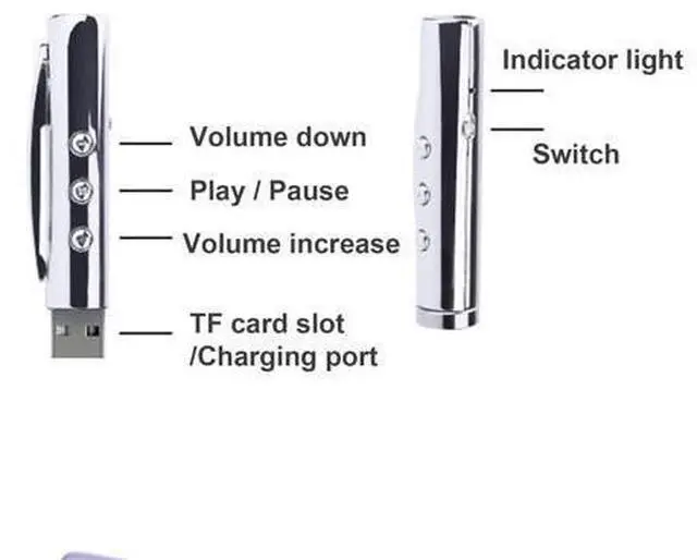 Alt view image 13 of 14 - 5 Pc Mp3 Player Portable Usb Writable Pen Music Player Supports 32gb Tf Card Mp3 Music Player Student Walkman Mini Mp3 Player