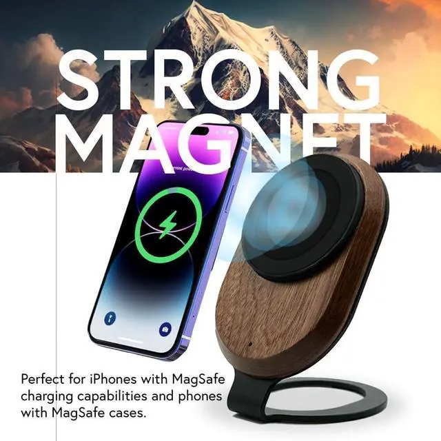 Alt view image 9 of 14 - ARK Magnetic Wireless Charging Station with Fast Charger Adapter and USB to USB C Cord for iPhone 15/14/13/12 and Compatible Samsung Devices 15W Mag Safe Cell Phone Charger for Desk or Nightstand