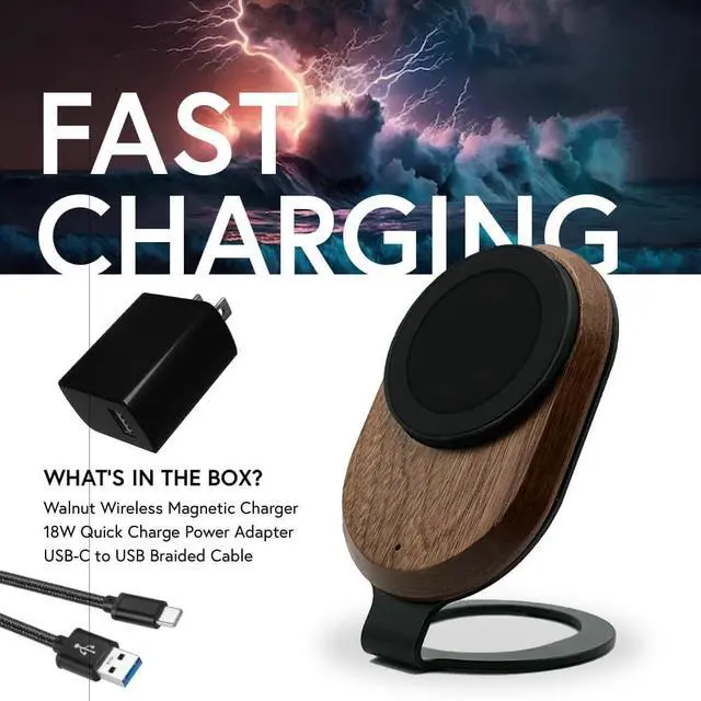 Alt view image 11 of 14 - ARK Magnetic Wireless Charging Station with Fast Charger Adapter and USB to USB C Cord for iPhone 15/14/13/12 and Compatible Samsung Devices 15W Mag Safe Cell Phone Charger for Desk or Nightstand