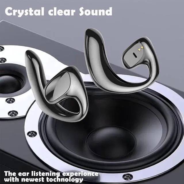 Alt view image 13 of 14 - Wrap Around Over Ear Earbuds Bone Conduction Open Ear Headphones Wireless Bluetooth Open Ear Earbuds with Ear Hook Mic Earbud Bone Conduction Head Set Headset Ear Buds Bone Conducting Headphones