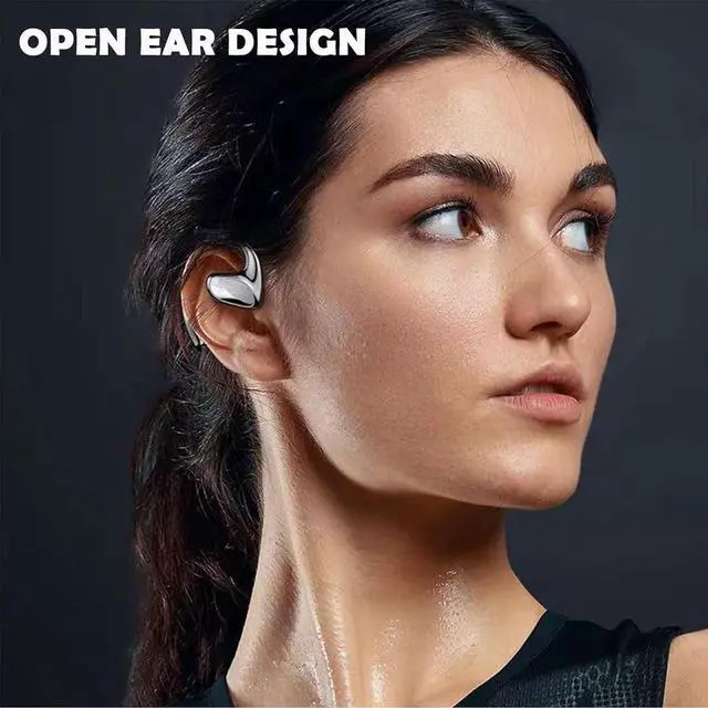 Alt view image 12 of 14 - Wrap Around Over Ear Earbuds Bone Conduction Open Ear Headphones Wireless Bluetooth Open Ear Earbuds with Ear Hook Mic Earbud Bone Conduction Head Set Headset Ear Buds Bone Conducting Headphones