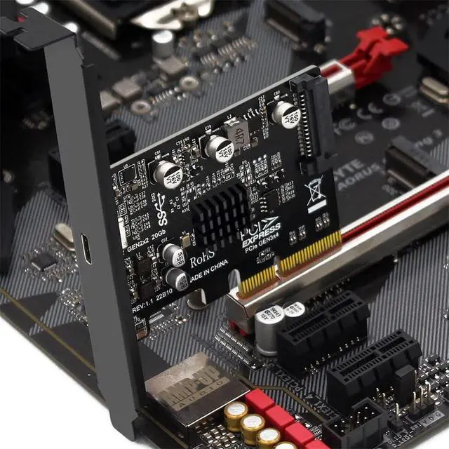 Alt view image 11 of 14 - USB 3.2 Gen2 Type-C 20Gbps USB-C to PCI-E 4X Express Card Adapter for Desktop Motherboard