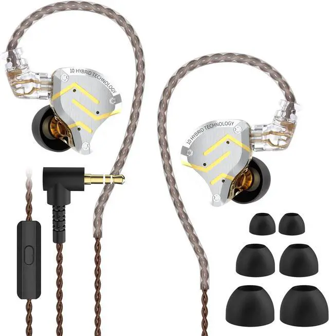 Alt view image 8 of 14 - KZ ZS10 Pro Wired in Ear Headphones, 4BA+1DD Hybrid 10 Drivers HiFi Bass in Ear Monitor Earphones, Noise Cancelling EarbudNo Mic, glaregold