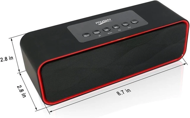 Alt view image 5 of 6 - Portable Bluetooth Stereo Speaker, with 2x5W Acoustic Drivers, Dual Subwoofer, FM Radio, Handsfree Speakerphone, Slots for Micro SD Card, USB and AUX-in, for Smart Phone, MP3, MP4, iPad, Tablet