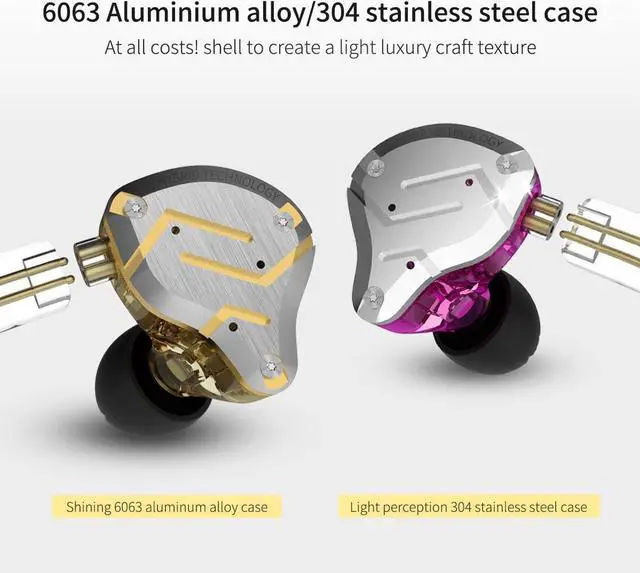 Alt view image 14 of 14 - KZ ZS10 Pro Wired in Ear Headphones, 4BA+1DD Hybrid 10 Drivers HiFi Bass in Ear Monitor Earphones, Noise Cancelling EarbudNo Mic, glaregold