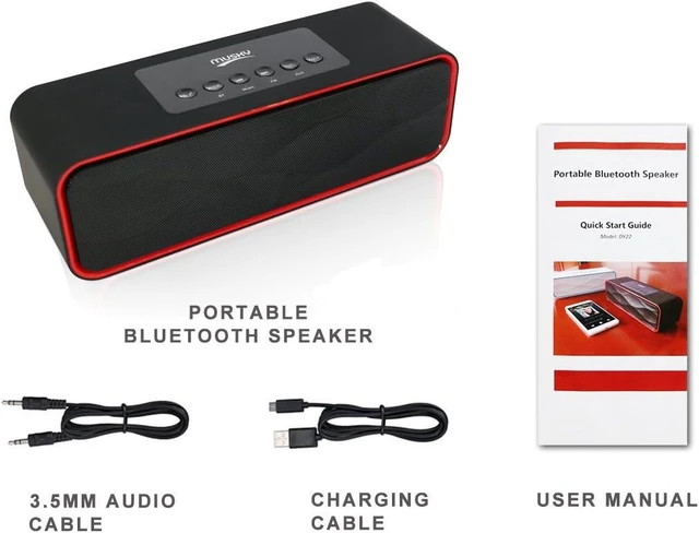 Alt view image 6 of 6 - Portable Bluetooth Stereo Speaker, with 2x5W Acoustic Drivers, Dual Subwoofer, FM Radio, Handsfree Speakerphone, Slots for Micro SD Card, USB and AUX-in, for Smart Phone, MP3, MP4, iPad, Tablet