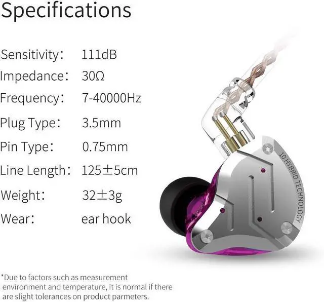 Alt view image 11 of 14 - KZ ZS10 Pro Wired in Ear Headphones, 4BA+1DD Hybrid 10 Drivers HiFi Bass in Ear Monitor Earphones, Noise Cancelling EarbudNo Mic, glaregold
