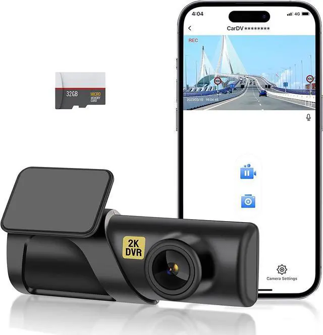 Alt view image 8 of 14 - Dash Cam, 2K WiFi FHD 1080P Dash Camera for Cars, Mini Car Camera, Dash Cam Front with 160° Wide Angle, 32GB SD Card, Night Vision, Loop Recording, 24H Parking Monitor, Support 128GB Max