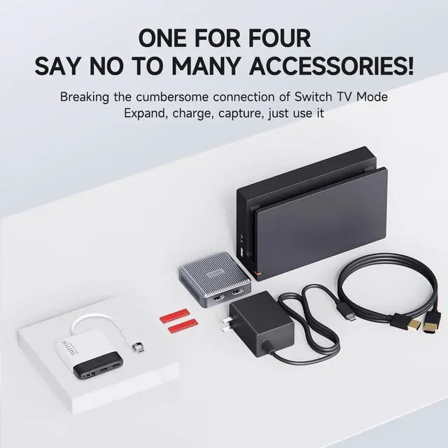 Alt view image 10 of 14 - Hagibis 2 in 1 Switch Dock with HDMI Video Capture Card for Nintendo Switch OLED, Portable TV Docking Station with 4K HDMI, 1080P Capture Card, PD and USB Port Type C to HDMI TV Adapter (Black White)