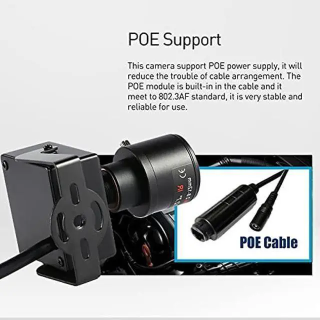 Alt view image 8 of 10 - Revotech Zoom Mini POE IP Camera, HD 3MP Indoor Security Camera 2.8-12mm Manual Zoom Lens P2P Remote View CCTV Video Cam H.265 (I712-P Black)