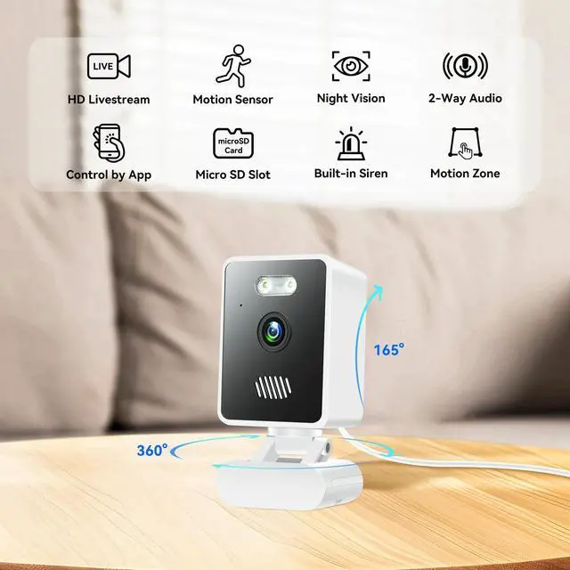 Alt view image 9 of 14 - Indoor Security Camera 1080P Home Smart Camera with Wireless 2.4GHz WiFi Monitor for Baby/Nanny/Pet/Dog (2 Pack)