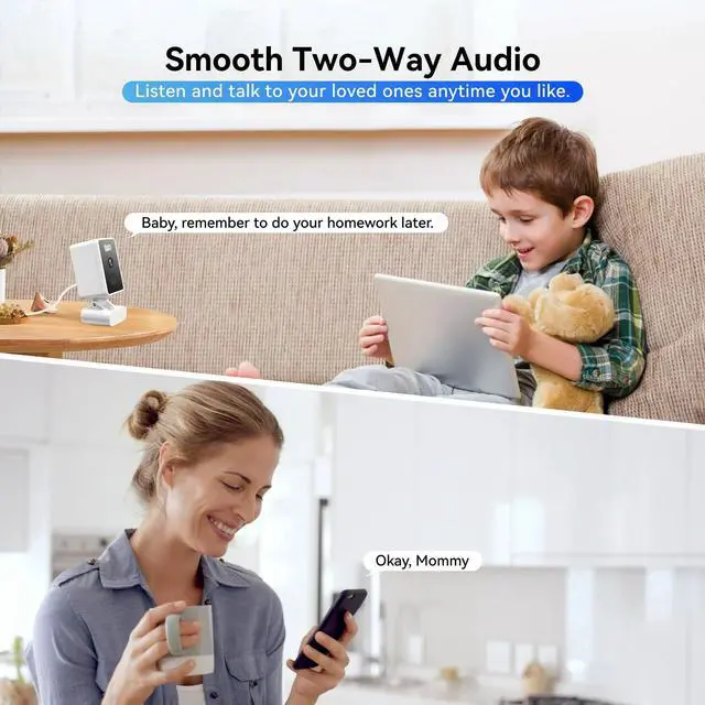 Alt view image 11 of 14 - Indoor Security Camera 1080P Home Smart Camera with Wireless 2.4GHz WiFi Monitor for Baby/Nanny/Pet/Dog (2 Pack)
