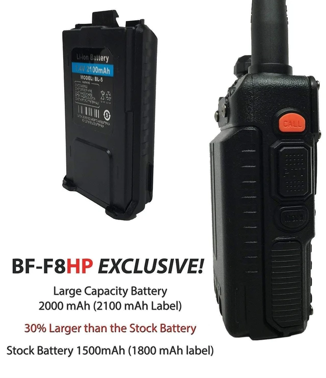 Alt view image 5 of 7 - BF-F8HP Portable Dual Band Two Way Radio Walkie Talkie 8 Watt High Power 136 174 MHz VHF 400 520 MHz UHF Long Range Handheld Transceiver Intercom For Outdoor Hunting Security Travel Full Kit