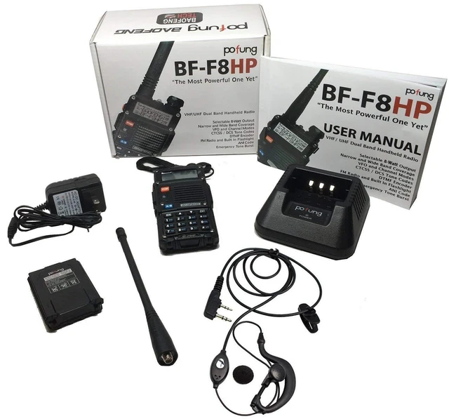 Alt view image 7 of 7 - BF-F8HP Portable Dual Band Two Way Radio Walkie Talkie 8 Watt High Power 136 174 MHz VHF 400 520 MHz UHF Long Range Handheld Transceiver Intercom For Outdoor Hunting Security Travel Full Kit