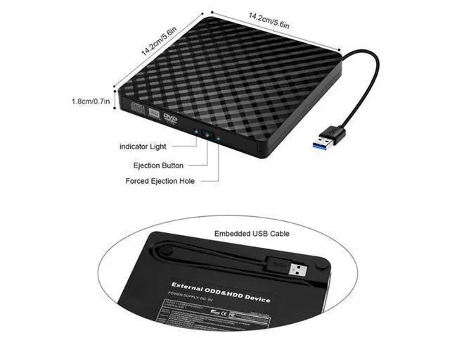 Alt view image 10 of 14 - External DVD Drive, USB 3.0 External DVD Drive Portable External Optical Drive CD DVD RW ROM Player