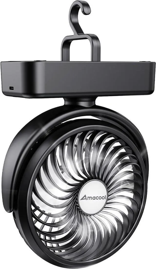 Alt view image 8 of 14 - Portable Camping Fan with LED Lantern- 40H Work Time Rechargeable Battery Operated Fan with Hanging Hook for Tent Car RV Hurricane Emergency Outages Survival Kit