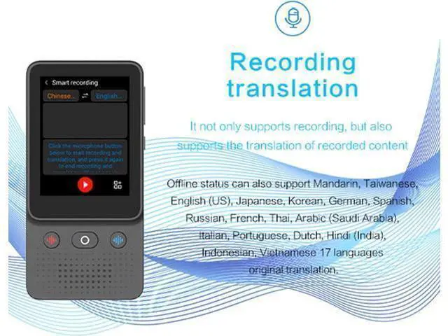 Alt view image 10 of 14 - Language Translator Device, 138 Languages 2 Way Real Time Smart Voice Translator with WiFi Bluetooth, Recording, Noise Canceling Mic, 3 Inch HD Touch Screen Portable Recorder