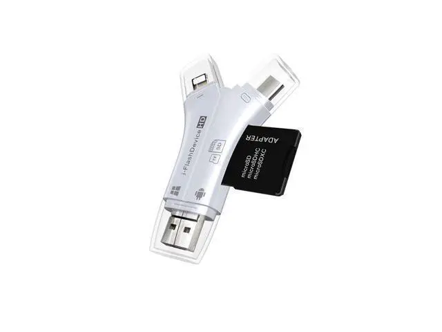 Alt view image 6 of 10 - Pattern 4 in 1 Tpe-c/Lightning/Micro USB/USB 2.0 Card Reader SD TF Card Reader For Android iPad/iPhone 7 plus OTG Reader