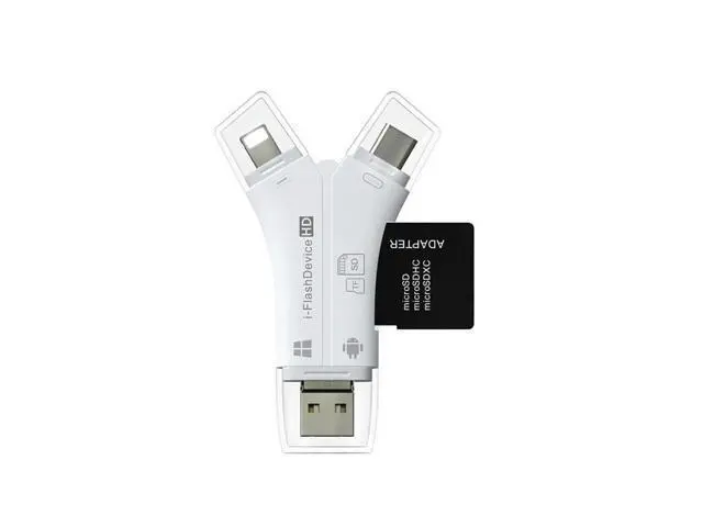 Alt view image 7 of 10 - Pattern 4 in 1 Tpe-c/Lightning/Micro USB/USB 2.0 Card Reader SD TF Card Reader For Android iPad/iPhone 7 plus OTG Reader