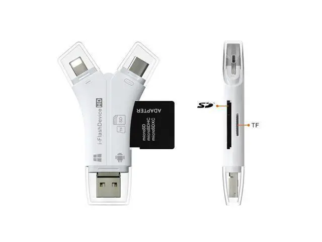 Alt view image 10 of 10 - Pattern 4 in 1 Tpe-c/Lightning/Micro USB/USB 2.0 Card Reader SD TF Card Reader For Android iPad/iPhone 7 plus OTG Reader