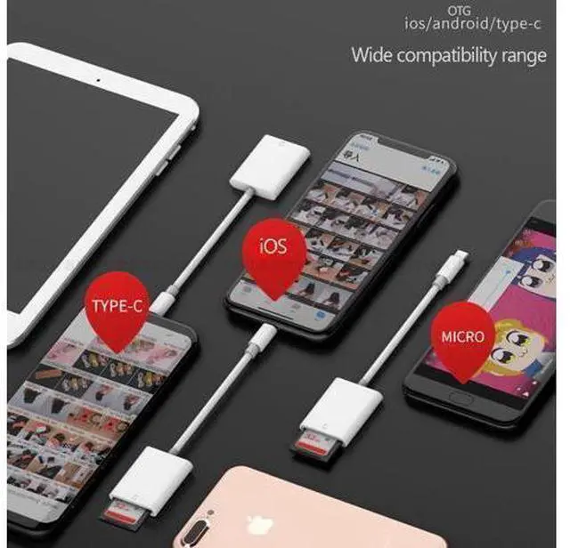 Alt view image 9 of 10 - SD Card Reader for Lightning to SD Card Camera Reader Adapter for TypeC OTG Card Reader for Macbook Mobile Phone IOS USB-C