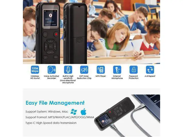 Alt view image 8 of 10 - Voice recorder - compact and portable, with detachable battery, suitable for conference recording. Voice recorder is portable and ideal for meetings.