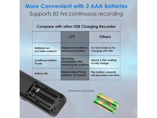 Alt view image 10 of 10 - Voice recorder - compact and portable, with detachable battery, suitable for conference recording. Voice recorder is portable and ideal for meetings.