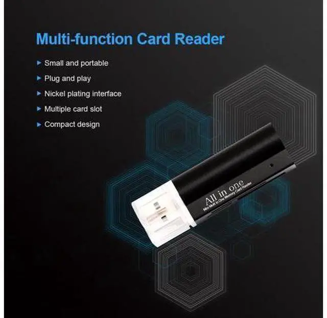 Alt view image 9 of 14 - Micro USB Card Reader USB2.0 Mini Multi In One Memory Card Reader Support TF Card Recorder Phone Storage Card Rotatable Card Reader Black