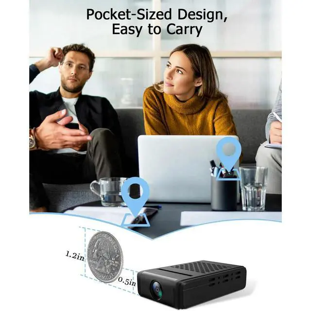 Alt view image 11 of 14 - Spy Camera , Hidden Camera Mini Security Camera, Nanny Cam with 180°Rotating Lens, 4K WiFi Wireless Surveillance, Motion Detection, Auto Night Vision